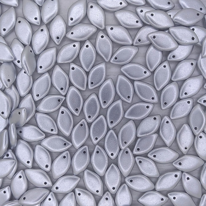 20 x Flame beads in Aluminium Silver (11x6mm)