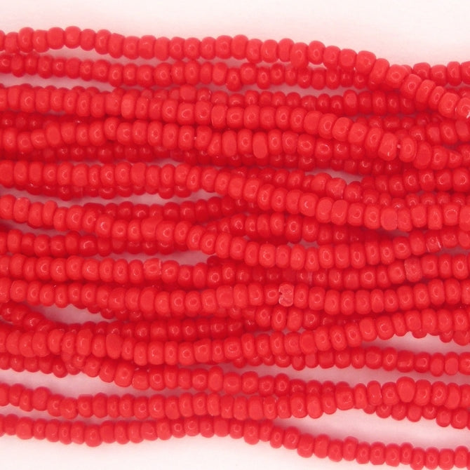1 string of Size 13/0 Czech charlottes in Opaque Cherry Red