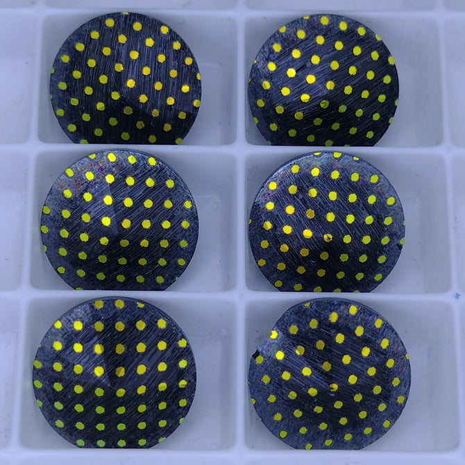 14mm rivoli in Black with laser etched Spots 2 (Aurora)