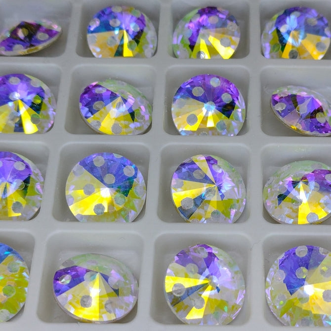 14mm rivoli in Crystal AB with laser etched Spots (Aurora)