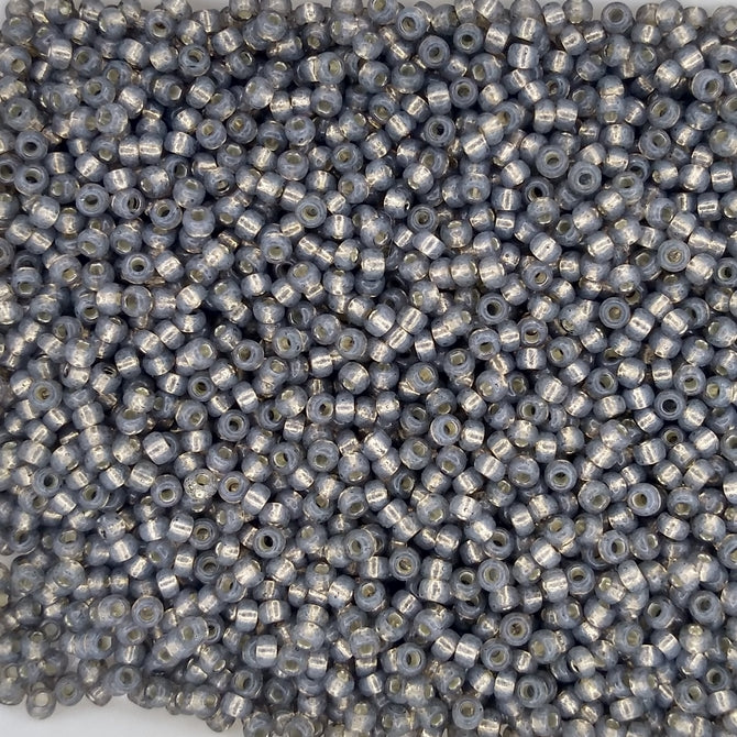 0650 - 10g Size 11/0 Miyuki seed beads in Silver lined Alabaster Dyed Rustic Grey