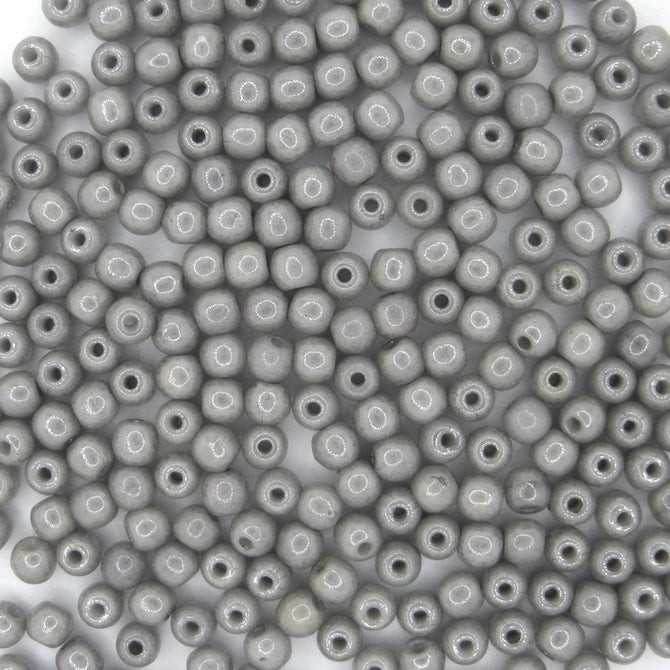 50 x 3mm round beads in Grey Lustre