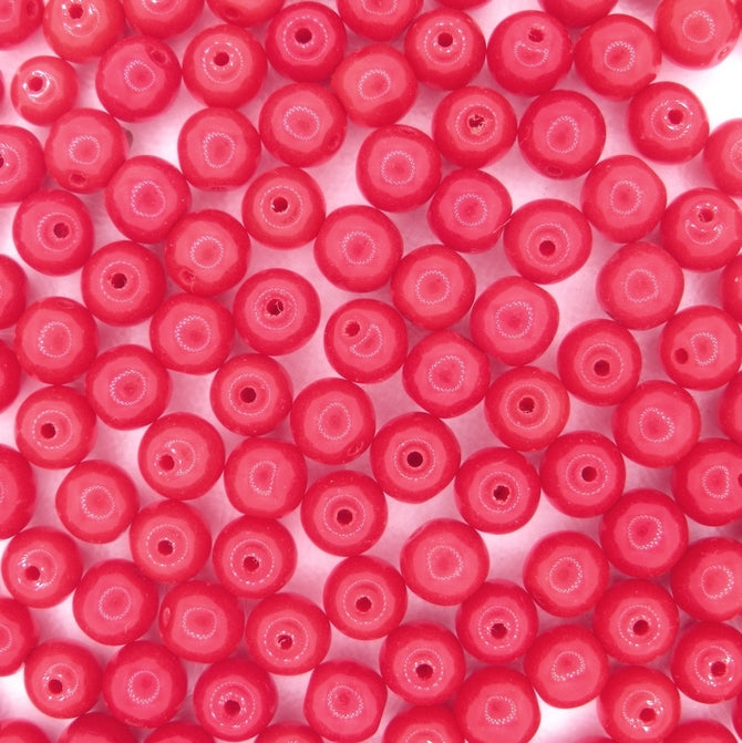 Mix of 15 x 6mm round beads in Red (1960s)