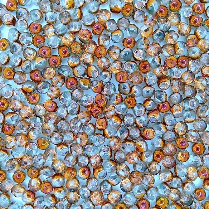 25 x 4mm Mushroom beads in Crystal Sunset