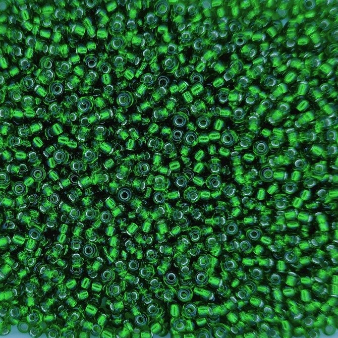 0016 - 10g Size 11/0 Miyuki seed beads in Silver lined Green