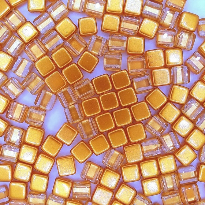 20 x 6mm Czech tiles in Crystal/Topaz