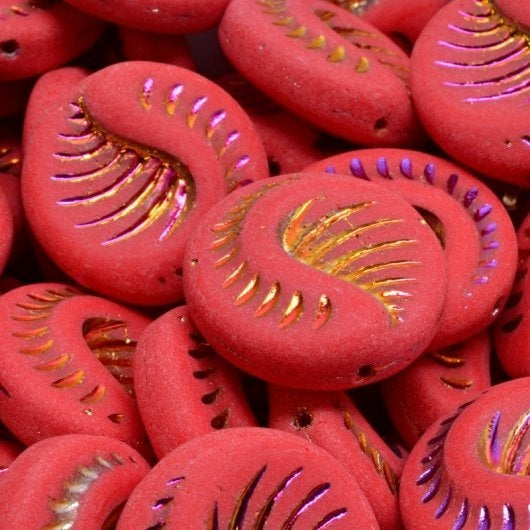 2 x 19mm Fossil Coins in Matt Coral with Full Sliperit