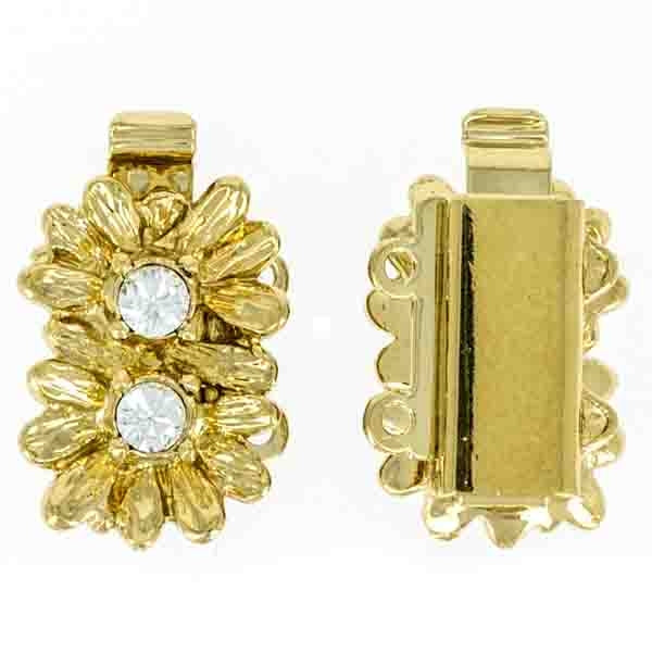 Claspgarten Gold flower clasp with 2 rows 13860 - 17x10mm