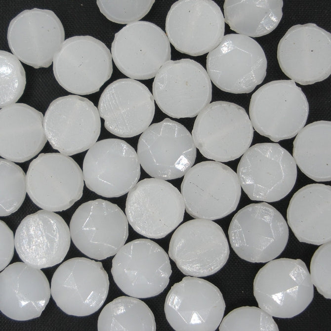 10 x 8mm faceted nailhead beads in Milky White (1920s)
