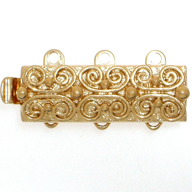 Claspgarten Gold clasp with 3 rows 13495 - 19x7mm