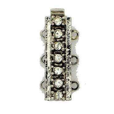 Claspgarten Silver clasp with 3 rows 13445 - 20x6mm