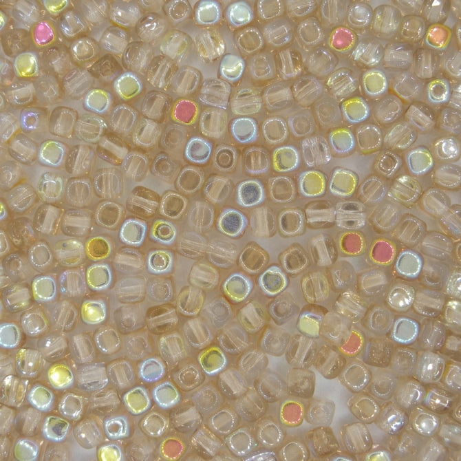 50 x 4mm cubes in Crystal Lemon Rainbow