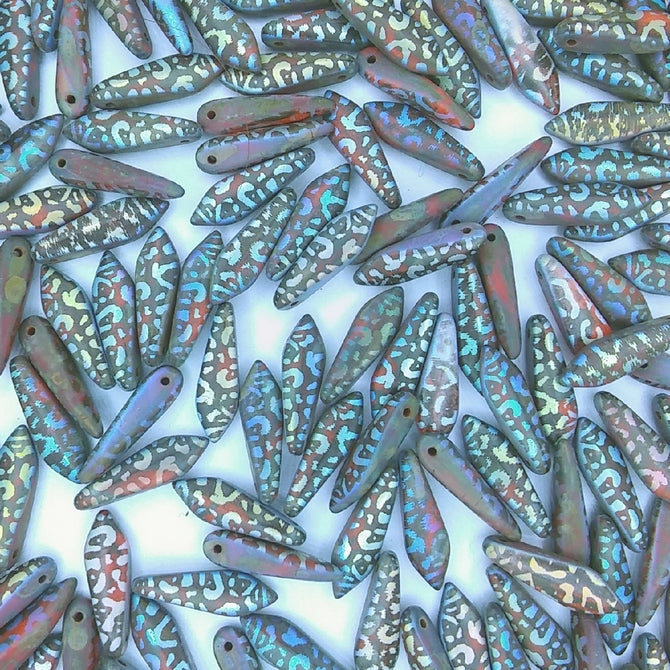 15 x daggers in Matt Red Picasso with Laser etched Jaguar pattern (5x16mm)