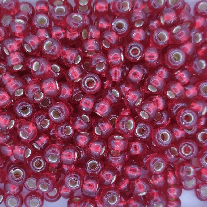 0011 - 10g Size 6/0 Miyuki seed beads in Silver lined Ruby