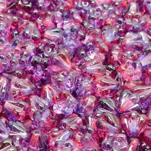15 x Baby Bell Flowers in Crystal Amethyst/Fuchsia (6x4mm)