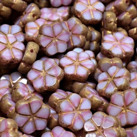 8 x 10mm TC Garland flowers in Pink Strawberry Cream and Gold