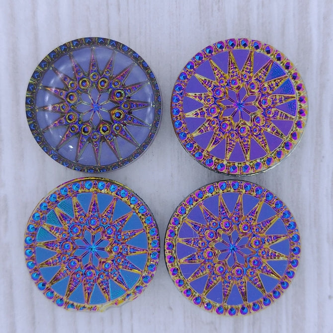 2850 - 18mm Compass Stone in Sapphire/Matt Heliotrope