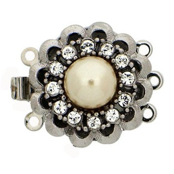 Claspgarten Rhodium clasp with 3 rows 13435 - 11mm