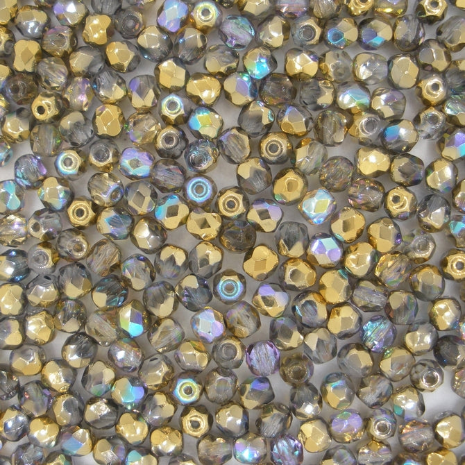 50 x 4mm faceted beads in Golden Rainbow