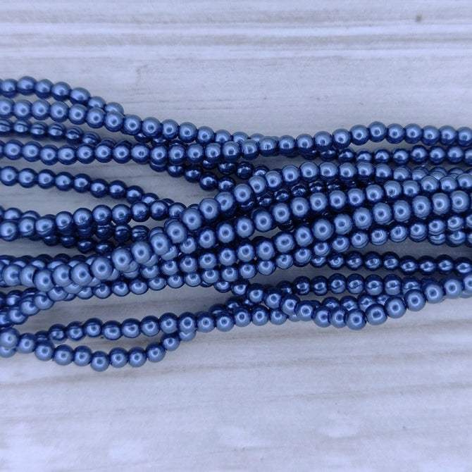 150 x 2mm round pearls in Persian Blue