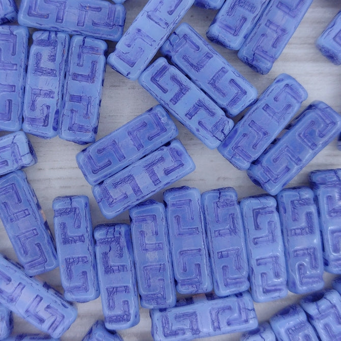 6 x Celtic Blocks in Milky Sapphire (15x5mm)