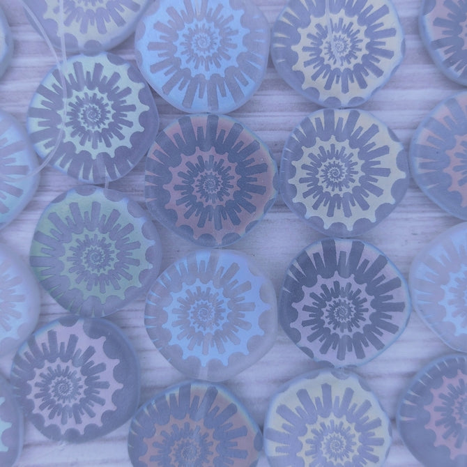 4 x 18mm irregular discs in Matt Light Grey with laser etched shell