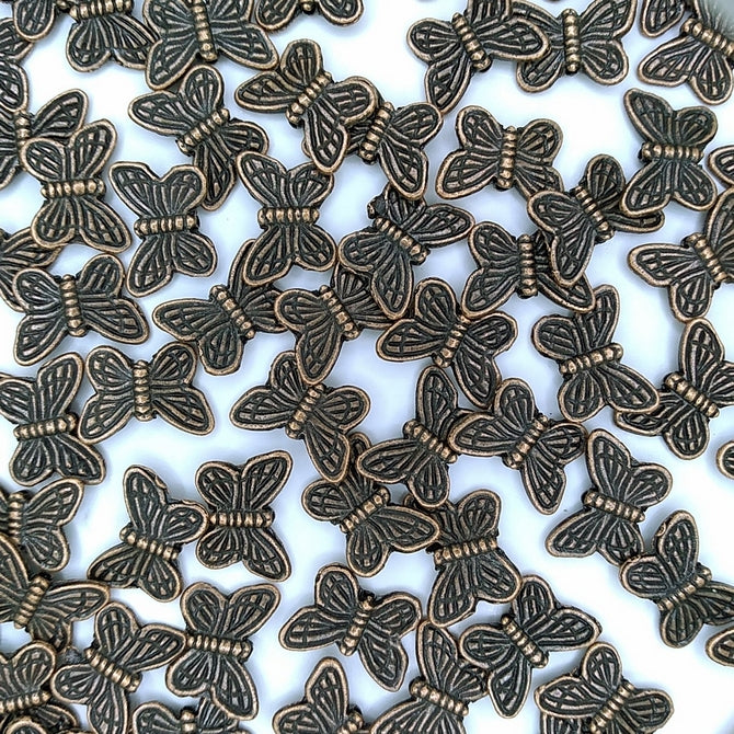5 x Large butterflies in Old Copper (modern) 14x10mm