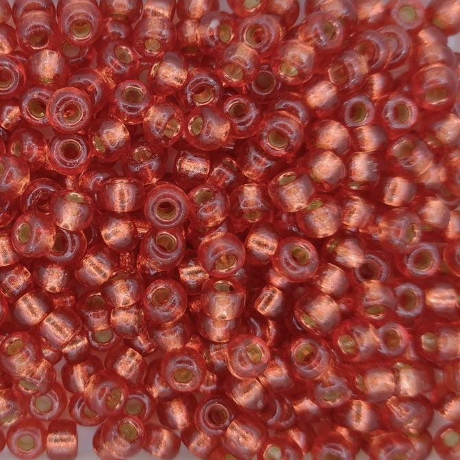 4265 - 10g Size 6/0 Miyuki seed beads in Duracoat Silver lined Light Watermelon