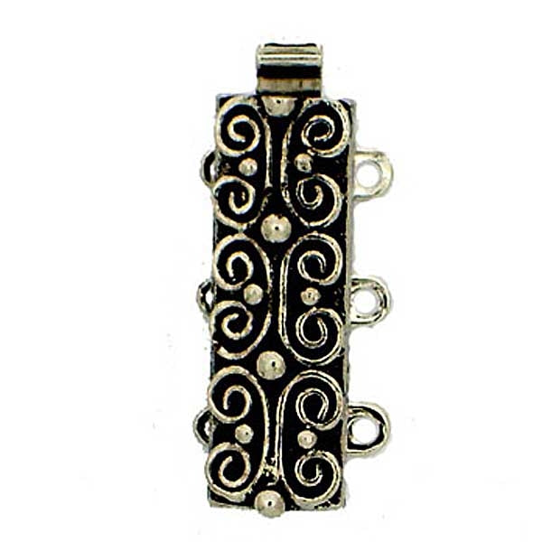 Claspgarten Old Silver clasp with 3 rows 13495 - 19x7mm
