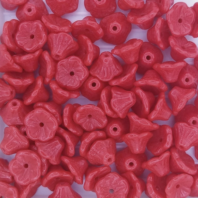 25 x flower cups in Opaque Red (7x5mm)
