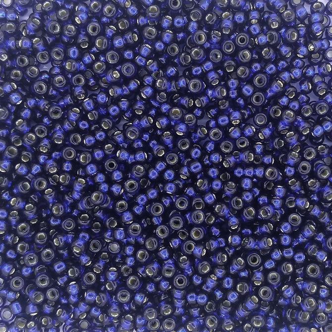 4281 - 10g Size 11/0 Miyuki seed beads in Duracoat Silver lined Navy Blue