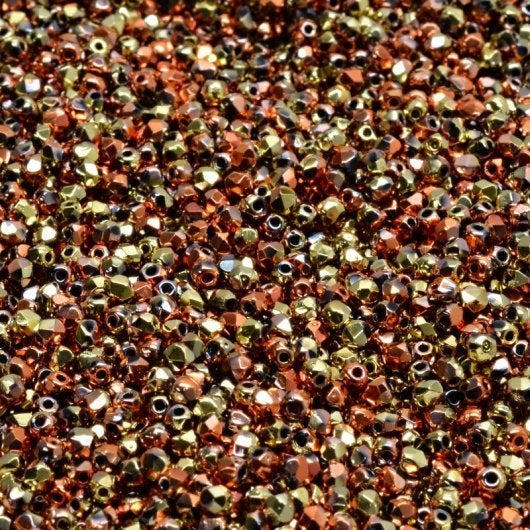 50 x True 2mm faceted beads in California Gold Rush