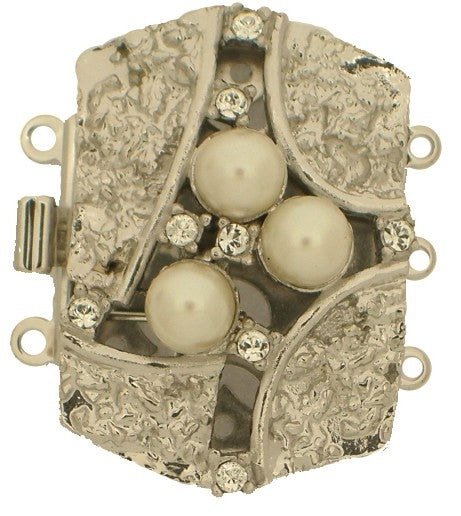 Claspgarten Silver clasp with 3 rows 13660 - 29x20mm