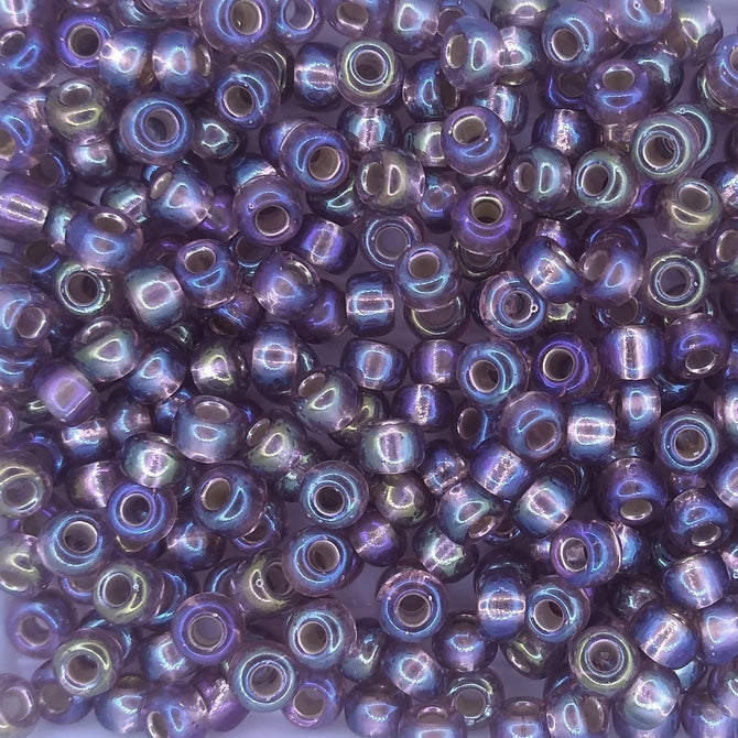 1012 - 10g Size 6/0 Miyuki seed beads in Silver lined Smoky Amethyst AB