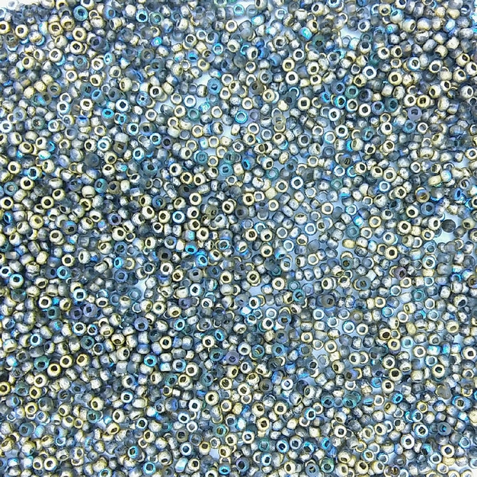 5g Size 11/0 Czech seed beads in etched Golden Rainbow