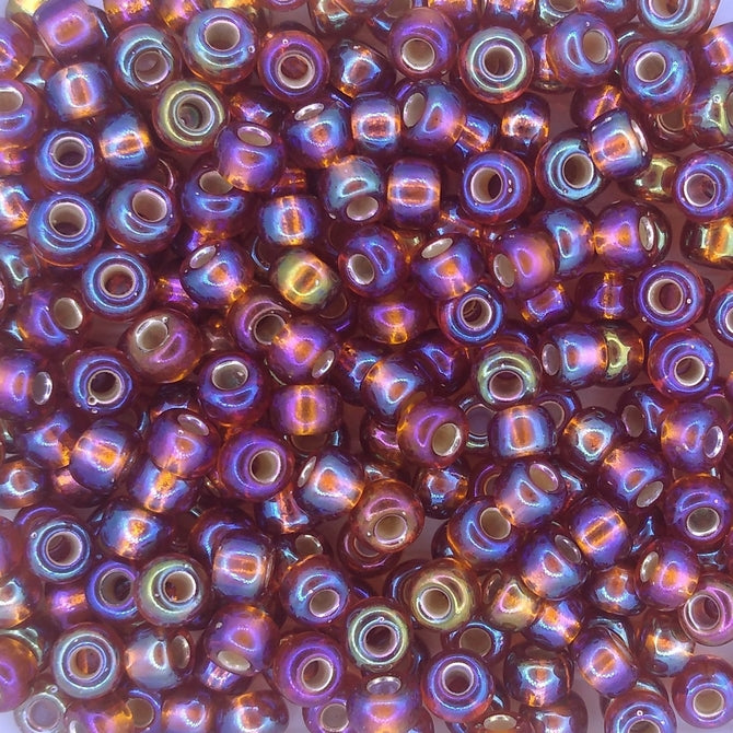 1005 - 10g Size 6/0 Miyuki seed beads in Silver lined Dark Topaz AB