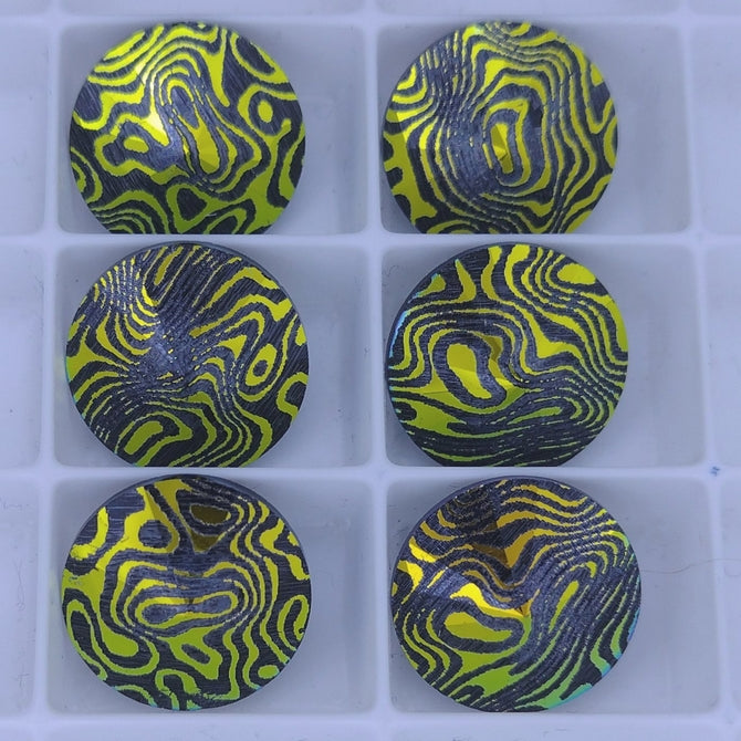 14mm rivoli in Black with laser etched Contours (Aurora)