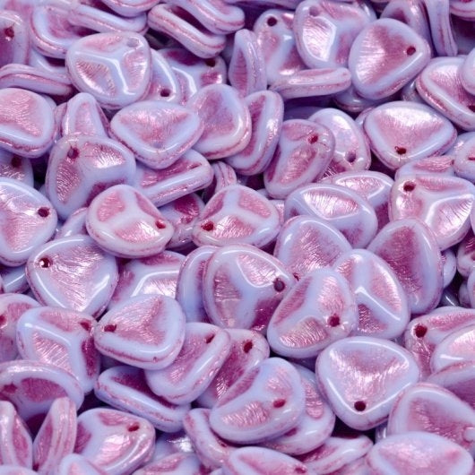 25 x small rose petals in Light Blue with Pink Lustre (8x7mm)