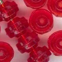 20 x shaped beads in Red (1950s) 4x5mm