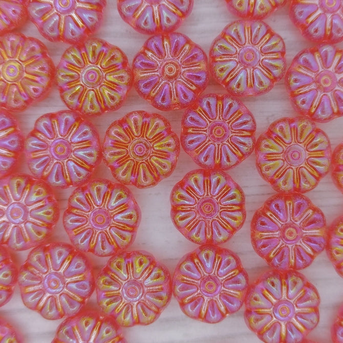10 x 12mm Asterisk flowers in Ruby Rainbow