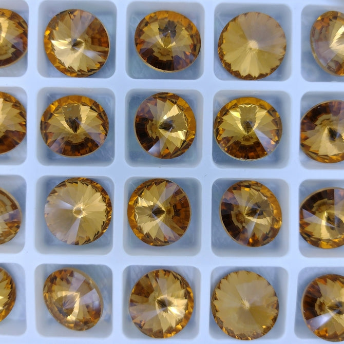 14mm rivoli in Light Smoked Topaz (Aurora)