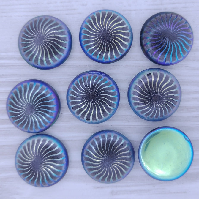 18mm Flatback Cabochon in Black with Sea Urchin design