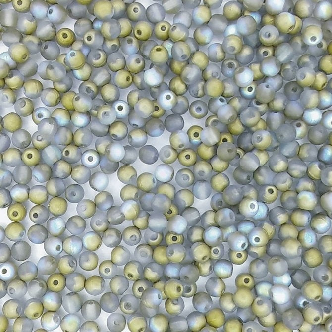 50 x 3mm round beads in Matt Golden Rainbow