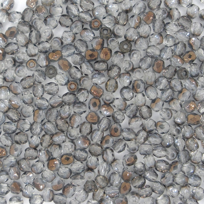 50 x 3mm faceted beads in Smoke Grey/Bronze