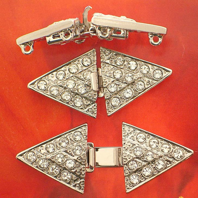 Claspgarten Silver clasp with 3 rows 14798 - 35x18mm