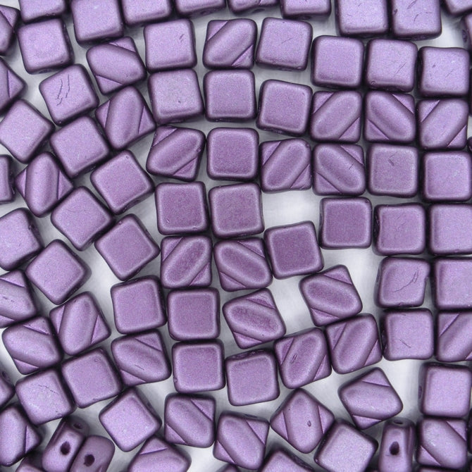 25 x 6mm Silky beads in Pastel Purple Pearl