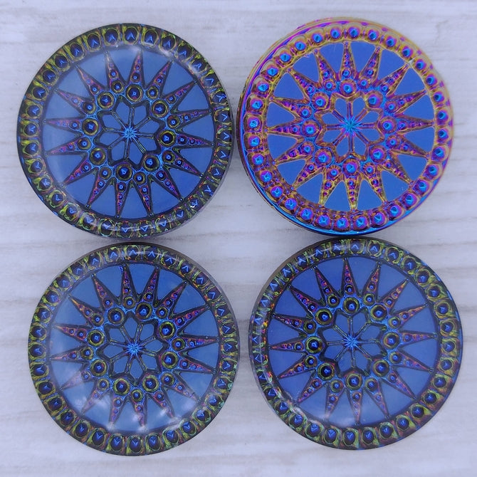 2850 - 23mm Compass Stone in Sapphire/Matt Heliotrope