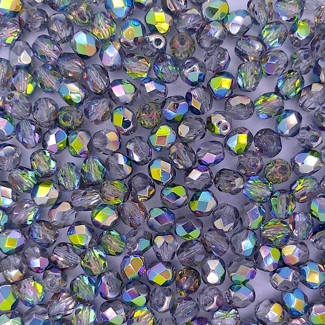 50 x 6mm faceted beads in Crystal Medium Vitrail