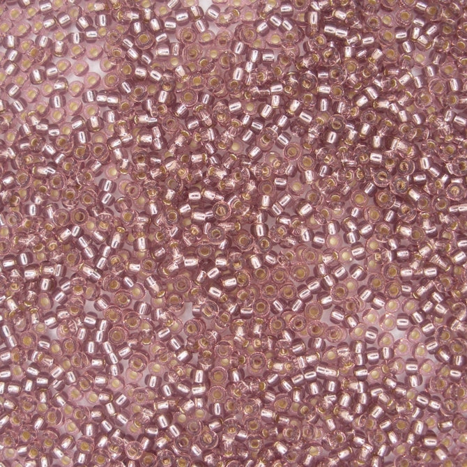 0012 - 10g Size 11/0 Miyuki seed beads in Silver lined Smoke Amethyst
