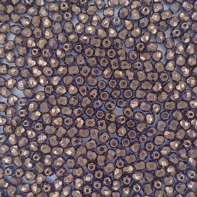 50 x 4mm faceted beads in Crystal/Bronze
